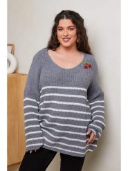 Curvy Lady Sweter w kolorze szarym rozmiar: 40/42. Szare swetry Curvy Lady, z aplikacjami, ze splotem, klasyczne, bez ramiączek. Za 121.99 zł.