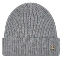 Czapka Tommy Hilfiger. Szare czapki zimowe Tommy Hilfiger, bez wzorów. Za 379.99 zł.