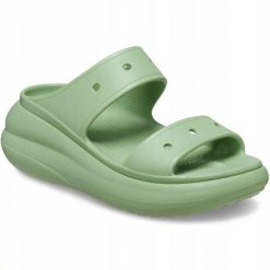 Klapki Dla Dorosłych Crocs Classic Crush. Zielone klapki Crocs, bez wzorów, z materiału, bez obcasa, bez zapięcia. Za 167.99 zł.