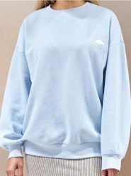 Bluza z nadrukiem na plecach - niebieski. Niebieskie bluzy Sinsay, l, bez wzorów, bez kaptura. Za 29.99 zł.
