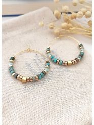 Atelier MIU Pozłacane kolczyki z turkusami rozmiar: onesize. Żółte kolczyki atelier MIU, z turkusem, pozłacane. Za 39.99 zł.