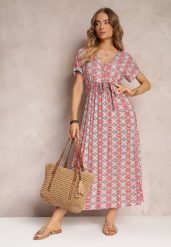Czerwona Rozkloszowana Sukienka z Wiskozy z Gumką w Pasie Branda. Czerwone sukienki Renee, na co dzień, l, bez wzorów, z wiskozy, eleganckie, bez kołnierzyka, bez ramiączek, mini, rozkloszowane. W wyprzedaży za 39.99 zł.