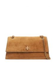 Tory Burch Torebka Kira Turnlock Suede Shoulder Bag 178857 Brązowy. Brązowe torebki klasyczne Tory Burch, bez wzorów, ze skóry, bez dodatków. Za 2,754.00 zł.