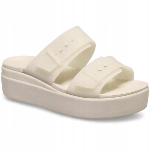 Sandały dla Kobiet Crocs Brooklyn Buckle Frosted Low Wedge. Brązowe sandały Crocs, bez wzorów, z materiału, eleganckie, bez obcasa, na platformie, bez zapięcia. Za 231.99 zł.