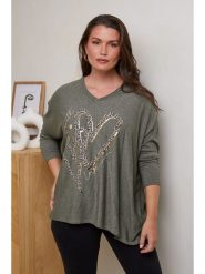 Curvy Lady Sweter w kolorze zielonym rozmiar: 48/50. Zielone swetry Curvy Lady, bez wzorów, z bawełny, klasyczne, bez ramiączek. Za 150.81 zł.