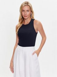 Tommy Hilfiger Top WW0WW38635 Granatowy Slim Fit. Niebieskie topy Tommy Hilfiger, xxs, bez wzorów, z wiskozy, bez kołnierzyka, bez ramiączek. Za 169.99 zł.