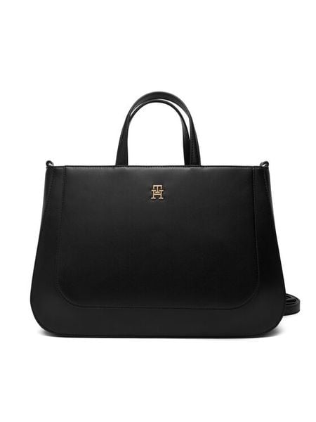 Tommy Hilfiger Torebka Th Glam Satchel AW0AW18145 Czarny. Czarne torebki klasyczne Tommy Hilfiger, bez wzorów, ze skóry, bez dodatków. Za 699.99 zł.