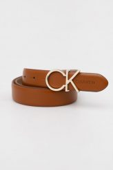 Calvin Klein pasek skórzany damski kolor brązowy. Brązowe paski Calvin Klein, bez wzorów, ze skóry. Za 249.99 zł.