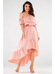 Awama Spódnica w kolorze jasnoróżowym rozmiar: S/M. Różowe spódnice Awama, m, bez wzorów, midi, asymetryczne. Za 159.99 zł.