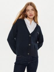 Guess Jeans Kardigan W4BR81 Z3HM1 Granatowy Regular Fit. Niebieskie swetry Guess Jeans, xl, z aplikacjami, z bawełny, bez ramiączek. Za 349.99 zł.