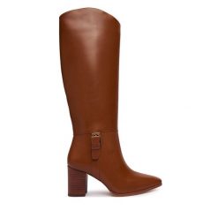 Kozaki LAUREN RALPH LAUREN. Brązowe kozaki Lauren Ralph Lauren, bez wzorów, bez obcasa, na słupku, bez zapięcia. Za 1,599.00 zł.