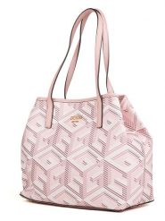 Guess Shopper bag w kolorze jasnoróżowym - 39 x 32 x 18 cm rozmiar: onesize. Różowe shopper bag Guess, z aplikacjami, z materiału, na ramię, bez dodatków. Za 419.24 zł.