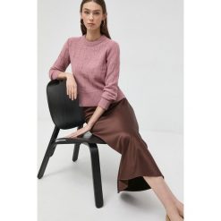Marella sweter wełniany damski kolor różowy. Czerwone swetry Marella, s, bez wzorów, z wełny, bez ramiączek. Za 869.99 zł.