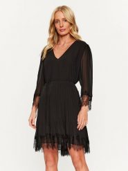 TWINSET Sukienka koktajlowa 232TP2161 Czarny Regular Fit. Czarne sukienki Twinset, bez wzorów, z syntetyku, wizytowe, bez kołnierzyka, bez ramiączek. Za 559.99 zł.