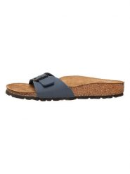Birkenstock Klapki "Madrid" w kolorze granatowym rozmiar: 37. Niebieskie klapki Birkenstock, bez wzorów, klasyczne, z otwartym noskiem, bez obcasa, bez zapięcia. Za 189.95 zł.