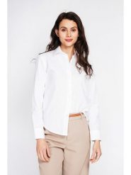 ASSUILI Lniana koszula w kolorze białym rozmiar: 34. Białe koszule Assuili, bez wzorów, ze lnu, klasyczne, bez kołnierzyka, bez ramiączek. Za 173.99 zł.