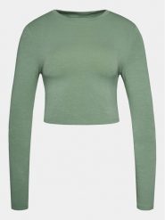 Gina Tricot Bluzka 20150 Zielony Slim Fit. Zielone bluzki Gina Tricot, m, bez wzorów, z bawełny, bez kołnierzyka, bez ramiączek. Za 59.99 zł.