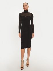 Elisabetta Franchi Sukienka codzienna AM-02B-46E2-V400 Czarny Slim Fit. Czarne sukienki Elisabetta Franchi, na co dzień, bez wzorów, z syntetyku, bez kołnierzyka, bez ramiączek, proste. Za 1,899.00 zł.