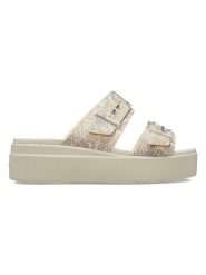 Crocs Klapki "Brooklyn Snake Buckle" w kolorze beżowym rozmiar: 41/42. Brązowe klapki Crocs, bez wzorów, klasyczne, z otwartym noskiem, bez obcasa, na platformie, bez zapięcia. Za 152.26 zł.