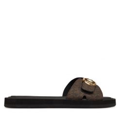 Klapki MICHAEL Michael Kors. Brązowe klapki MICHAEL Michael Kors, bez wzorów, bez obcasa, bez zapięcia. Za 319.99 zł.