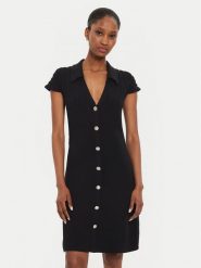 Morgan Sukienka dzianinowa 242-RMSIX Czarny Slim Fit. Czarne sukienki Morgan, m, bez wzorów, z dzianiny, bez kołnierzyka, bez ramiączek. Za 209.99 zł.