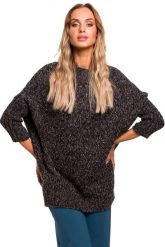 Grafitowy Melanżowy Oversizowy Sweter z Półgolfem. Szare swetry MOE, l, bez wzorów, z materiału, bez ramiączek. Za 223.90 zł.