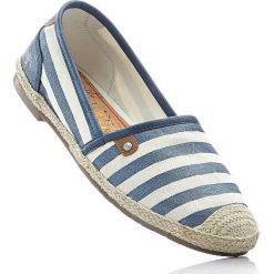 Espadryle Mustang bonprix niebiesko-biały w paski. Espadryle marki bonprix. Za 89.99 zł.