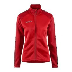 Damska kurtka dresowa z pełnym zamkiem błyskawicznym Craft Squad 2.0. Czerwone kurtki Craft, s, bez wzorów, z dresówki, eleganckie, bez kaptura. Za 247.00 zł.
