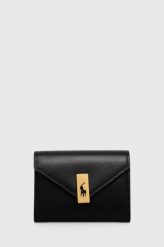 Polo Ralph Lauren portfel skórzany damski kolor czarny. Czarne portfele Polo Ralph Lauren, bez wzorów, z materiału. Za 609.99 zł.
