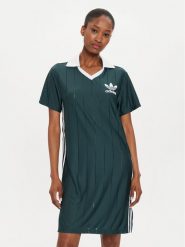 Adidas Sukienka codzienna adicolor 3-Stripes IX5507 Zielony Loose Fit. Zielone sukienki adidas, na co dzień, s, bez wzorów, z syntetyku, bez kołnierzyka, bez ramiączek, proste. Za 159.99 zł.