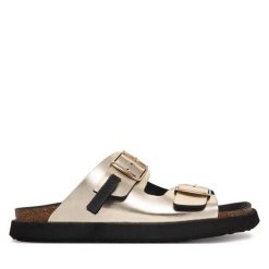 Klapki D.Franklin. Żółte klapki D.Franklin, bez wzorów, bez obcasa, bez zapięcia. Za 399.99 zł.