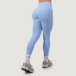 Legginsy damskie fitness bezszwowe z wysokim stanem Sky NEO. Niebieskie legginsy sportowe GYMBEAM, s, bez wzorów, z elastanu, z podwyższonym stanem, do biegania. Za 112.90 zł.