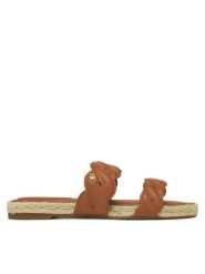 Tommy Hilfiger Klapki Leather Rope Espadrille Mule FW0FW08503 Brązowy. Brązowe klapki Tommy Hilfiger, bez wzorów, ze skóry, bez obcasa, bez zapięcia. Za 249.99 zł.