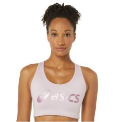 Biustonosz sportowy damski ASICS Sakura Asics Logo Bra. Czerwone biustonosze sportowe ASICS, bez wzorów, z elastanu, na fitness i siłownię. Za 99.99 zł.