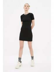Trendyol Sukienka w kolorze czarnym rozmiar: L. Czarne sukienki Trendyol, l, bez wzorów, z bawełny, bez kołnierzyka, bez ramiączek, mini. Za 47.95 zł.