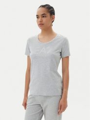 EA7 Emporio Armani T-Shirt 7W000094 AF10373 O8002 Szary Slim Fit. Szare t-shirty EA7 Emporio Armani, s, bez wzorów, z bawełny, bez kołnierzyka, bez ramiączek. Za 299.99 zł.