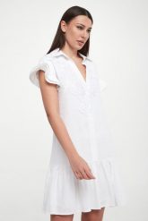 Sukienka lniana mini ERMANNO FIRENZE. Sukienki Ermanno Firenze, bez wzorów, bez kołnierzyka, bez ramiączek, mini. W wyprzedaży za 1,423.20 zł.