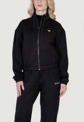Bluza Kobieta GUESS ACTIVE CECILIA SCUBA ZIP. Czarne bluzy Guess Active, xs, z aplikacjami, z lycry, casualowe, bez ramiączek, bez kaptura. Za 352.65 zł.