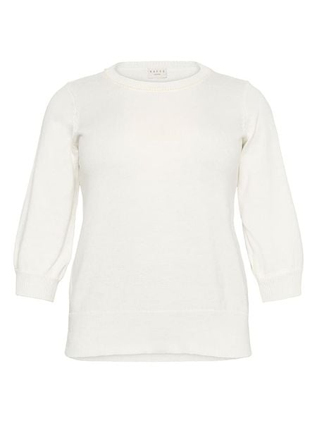 KAFFE curve Sweter w kolorze kremowym rozmiar: L. Brązowe swetry KAFFE curve, l, bez wzorów, z bawełny, bez ramiączek. Za 61.31 zł.