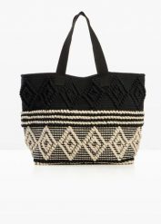 Torba typu shopper z płótna, z grafiką. Białe shopper bag bonprix, bez wzorów, bez dodatków. Za 94.99 zł.