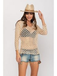 Peace & Love Sweter w kolorze kremowym rozmiar: L. Brązowe swetry Peace & Love, l, bez wzorów, bez ramiączek. Za 82.05 zł.