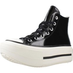 Buty CONVERSE CHUCK TAYLOR ALL STAR LIFT DOUBLE STACK PLATFORM PATENT LEATHER Cz. Czarne trekkingi Converse, bez wzorów, z lakierowanej skóry, bez zapięcia, trekkingowe. Za 690.00 zł.