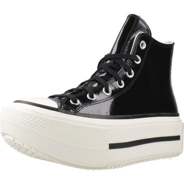 Buty CONVERSE CHUCK TAYLOR ALL STAR LIFT DOUBLE STACK PLATFORM PATENT LEATHER Cz. Czarne buty trekkingowe Converse, z lakierowanej skóry, bez zapięcia. Za 690.00 zł.