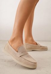 Beżowe Klasyczne Mokasyny VICES z Imitacji Zamszu ze Skórzaną Wkładką Haliris. Brązowe mokasyny Born2be, bez wzorów, z jeansu. Za 89.99 zł.