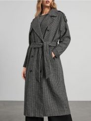 Płaszcz w kratę - wielobarwny. Płaszcze Sinsay, l, bez wzorów, z wełny, eleganckie, bez kaptura. Za 159.99 zł.