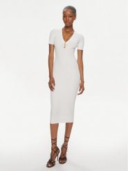 Elisabetta Franchi Sukienka codzienna AM-62S-41E2-V380 Biały Slim Fit. Białe sukienki Elisabetta Franchi, na co dzień, s, bez wzorów, z wiskozy, bez kołnierzyka, bez ramiączek, proste. Za 1,099.00 zł.