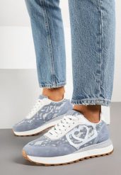 Niebieskie Sneakersy Zdobione Koronką Callriva. Niebieskie buty sportowe lifestyle Born2be, z aplikacjami, z jeansu, boho, bez zapięcia. W wyprzedaży za 93.49 zł.