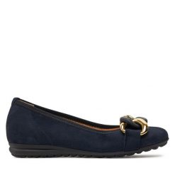 Baleriny Gabor. Niebieskie baleriny Gabor, bez wzorów, bez obcasa, bez zapięcia. Za 629.99 zł.