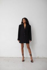 Marynarka z lnem oversize w kolorze BLACK - HARLEY-M/L. Czarne marynarki i żakiety Marsala, l, bez wzorów, z bawełny, eleganckie, bez ramiączek. Za 419.90 zł.