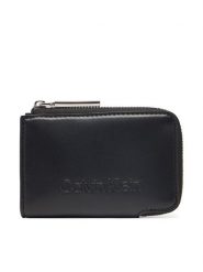 Calvin Klein Portfel damski Embossed Logo Zip Cardholder K60K613157 Czarny. Czarne portfele Calvin Klein, bez wzorów, ze skóry. Za 149.99 zł.